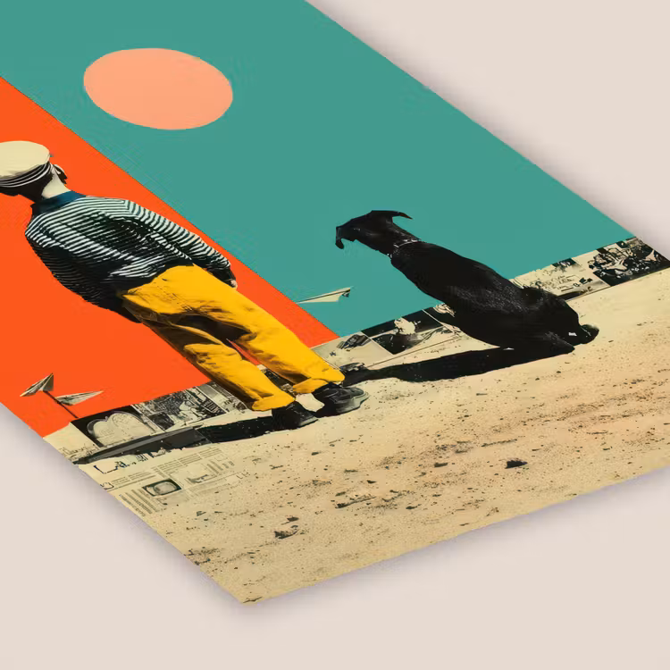 Retro - Jongen - Hond - Rood - Groen fotolijst zwart zonder passe partout klein -zsfeer6