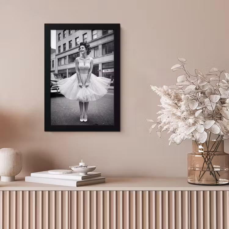 Retro - Vrouw - Zwart - Wit fotolijst zwart zonder passe partout klein -sfeer5