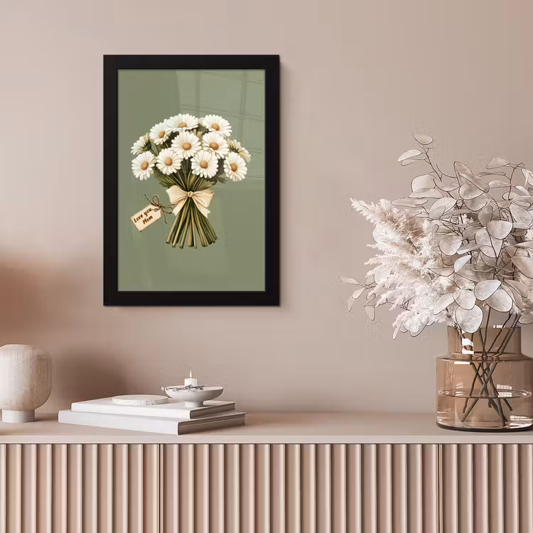 Lint - Boeket - Groen - Quote fotolijst zwart zonder passe partout klein -sfeer5