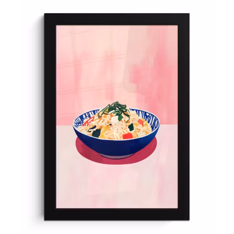 Rijst - Illustratie - Kom - Groente fotolijst zwart zonder passe partout klein -3d