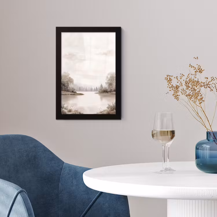 Rivierlandschap - Minimalistisch - Aardetinten fotolijst zwart zonder passe partout klein -sfeer4