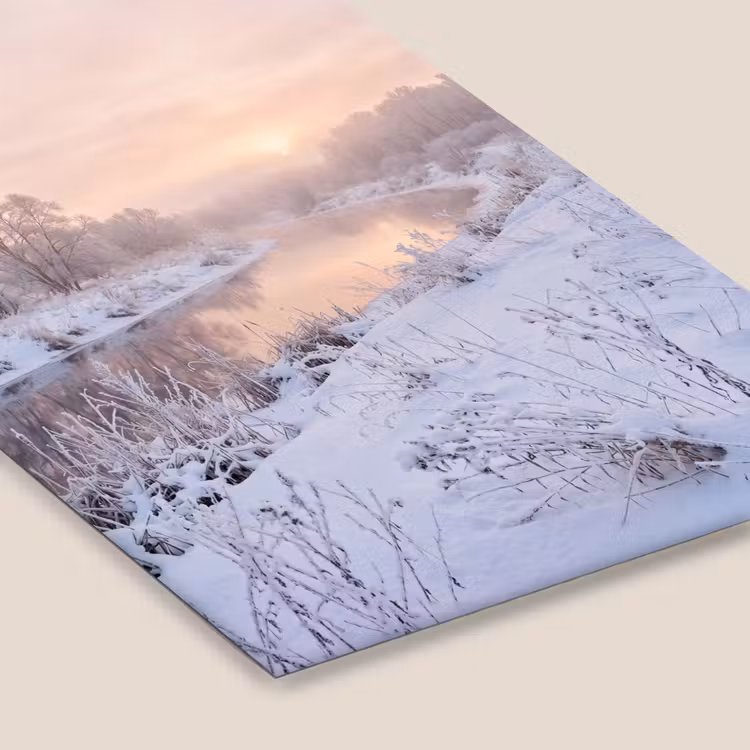 Rivier - Winter - Landschap - Sneeuw - Zonsopgang fotolijst zwart zonder passe partout klein -zsfeer6