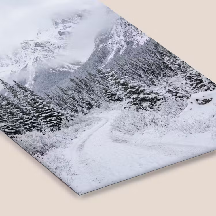 Weg - Bergen - Sneeuw - Naaldbos - Avontuurlijk fotolijst zwart zonder passe partout klein -zsfeer6