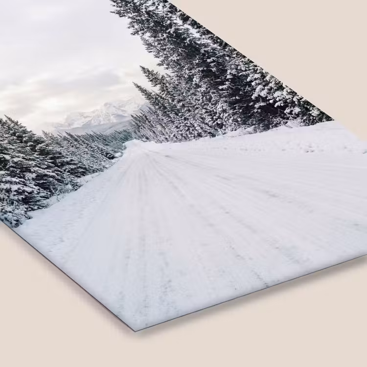 Weg - Sneeuw - Naaldbos - Winter - Avontuurlijk fotolijst zwart zonder passe partout klein -zsfeer6