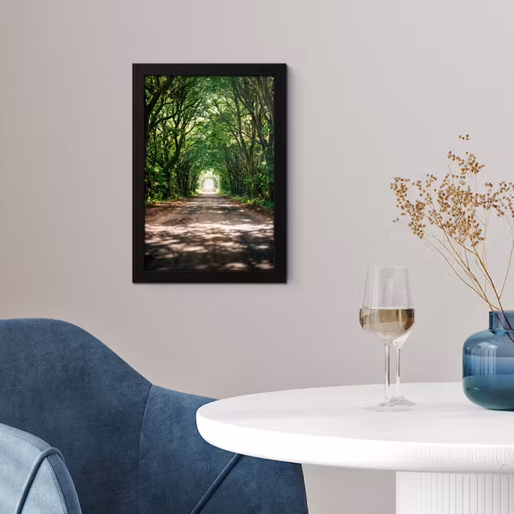 Weg - Bomen - Natuur - Groen fotolijst zwart zonder passe partout klein -sfeer4