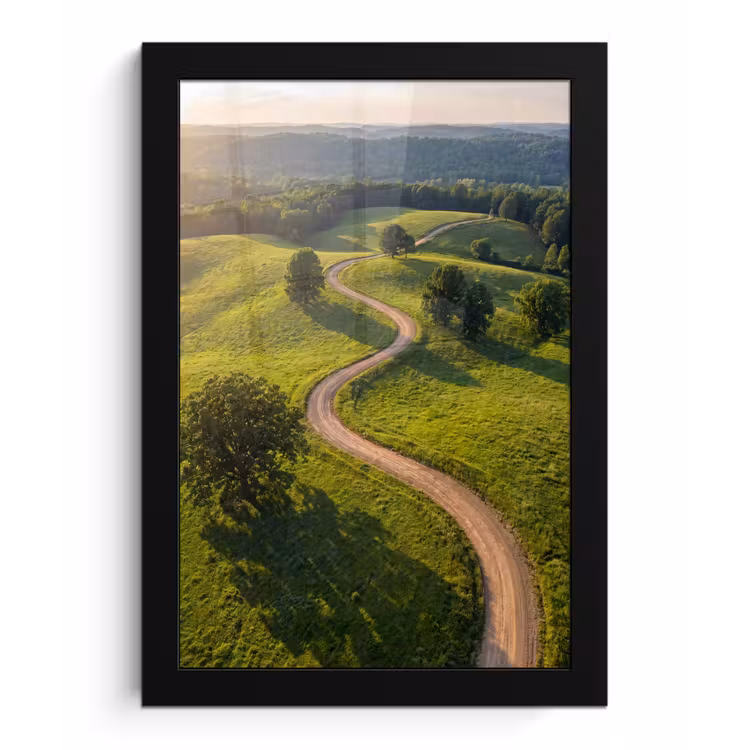 Weg - Weide - Natuur - Groen fotolijst zwart zonder passe partout klein -3d