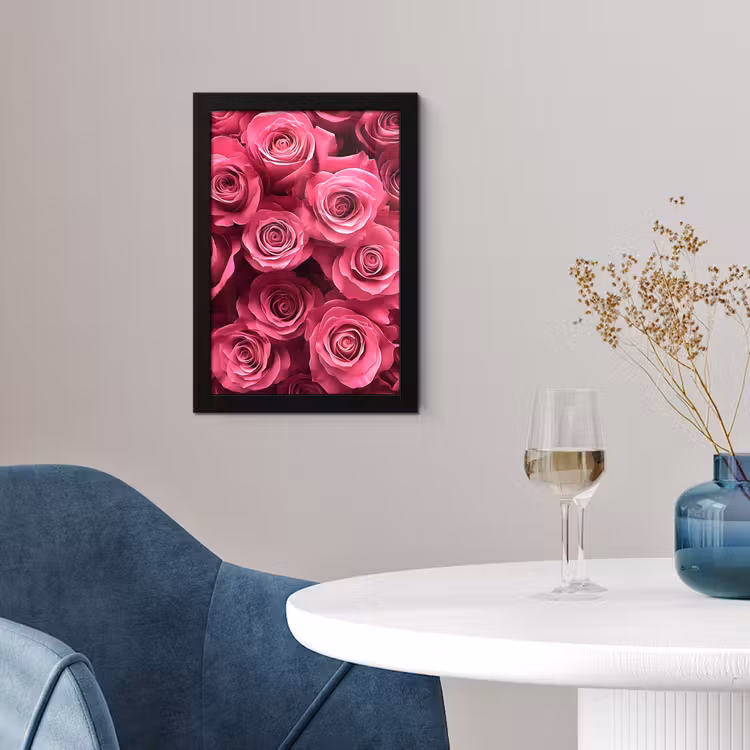 Rozen - Pink - Bloem fotolijst zwart zonder passe partout klein -sfeer4