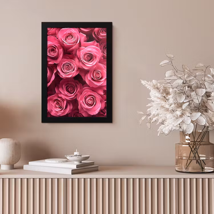 Rozen - Pink - Bloem fotolijst zwart zonder passe partout klein -sfeer5