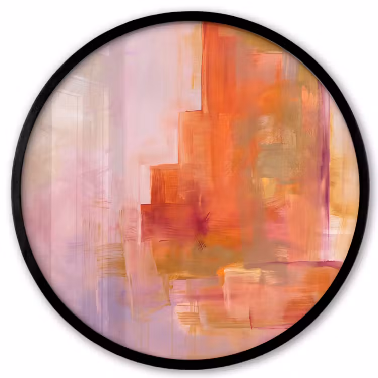 Abstract - Borstelstreken - Kunst - Paars - Goud Fotolijst rond zonder passe partout klein -3d