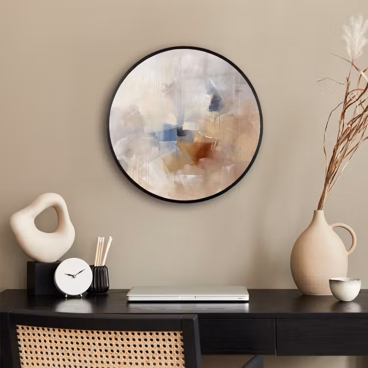 Abstract - Borstelstreken - Modern - Beige - Kunst Fotolijst rond zonder passe partout klein -sfeer1
