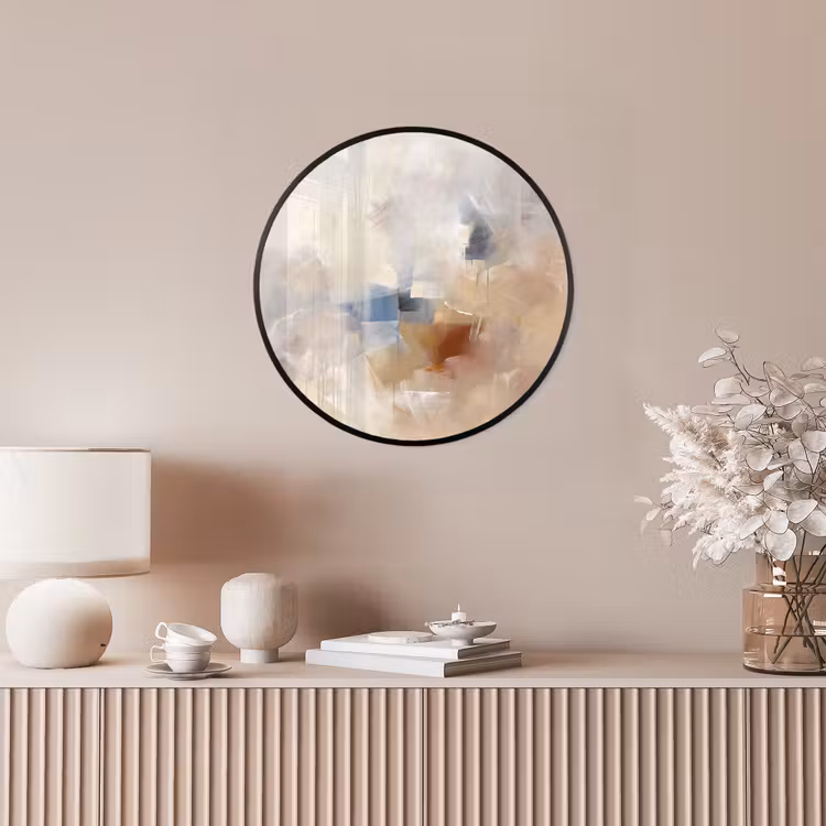 Abstract - Borstelstreken - Modern - Beige - Kunst Fotolijst rond zonder passe partout klein -sfeer3