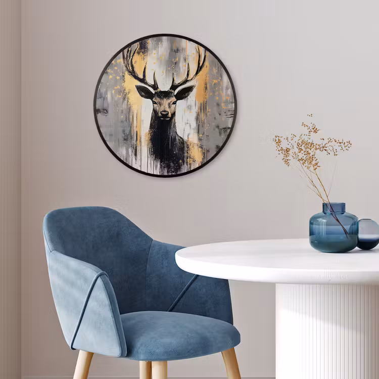 Abstract - Hert - Gewei - Goud Fotolijst rond zonder passe partout klein -sfeer2