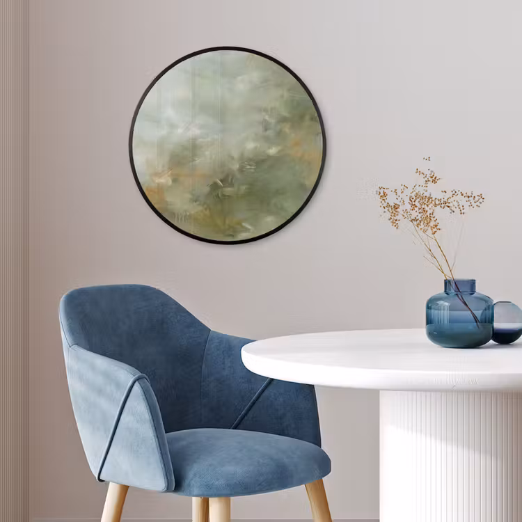 Abstract - Groen - Beige - Modern - Kunst Fotolijst rond zonder passe partout klein -sfeer2
