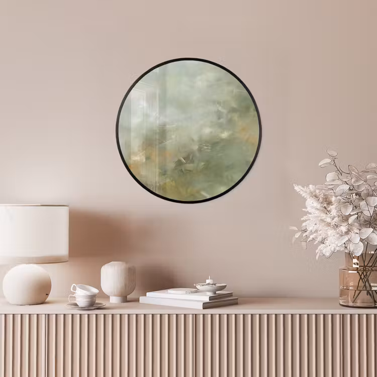 Abstract - Groen - Beige - Modern - Kunst Fotolijst rond zonder passe partout klein -sfeer3