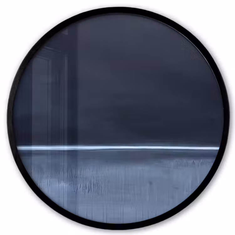 Abstract - Horizontale lijn - Minimalistisch - Donkerblauw - Kunst Fotolijst rond zonder passe partout klein -3d