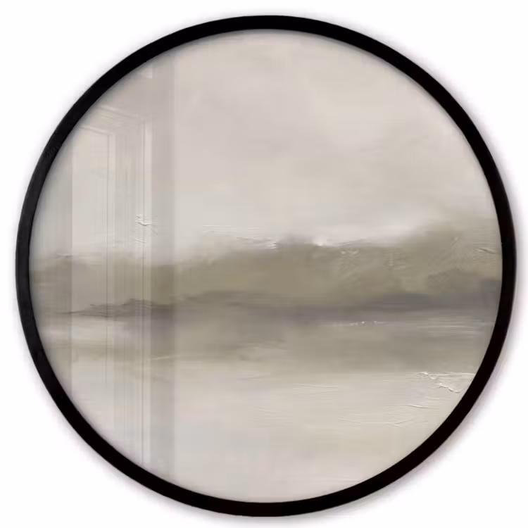Abstract - Landschap - Nevel - Modern - Grijs Fotolijst rond zonder passe partout klein -3d