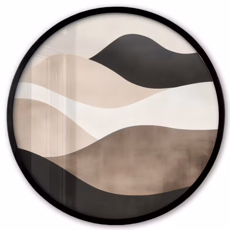 Abstract - Landschap - Golven - Crèmekleur Fotolijst rond zonder passe partout klein -3d