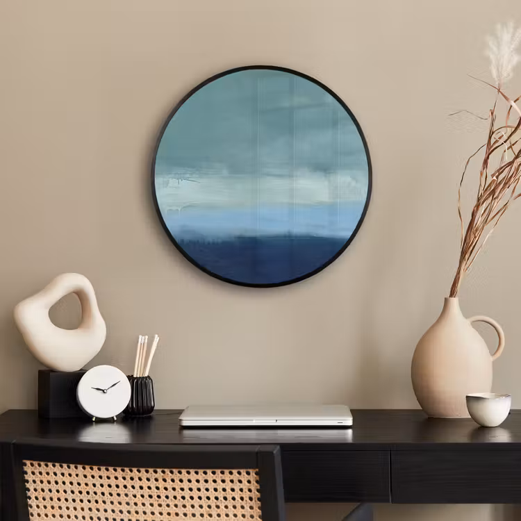 Abstract - Lagen - Rust - Modern - Blauw Fotolijst rond zonder passe partout klein -sfeer1