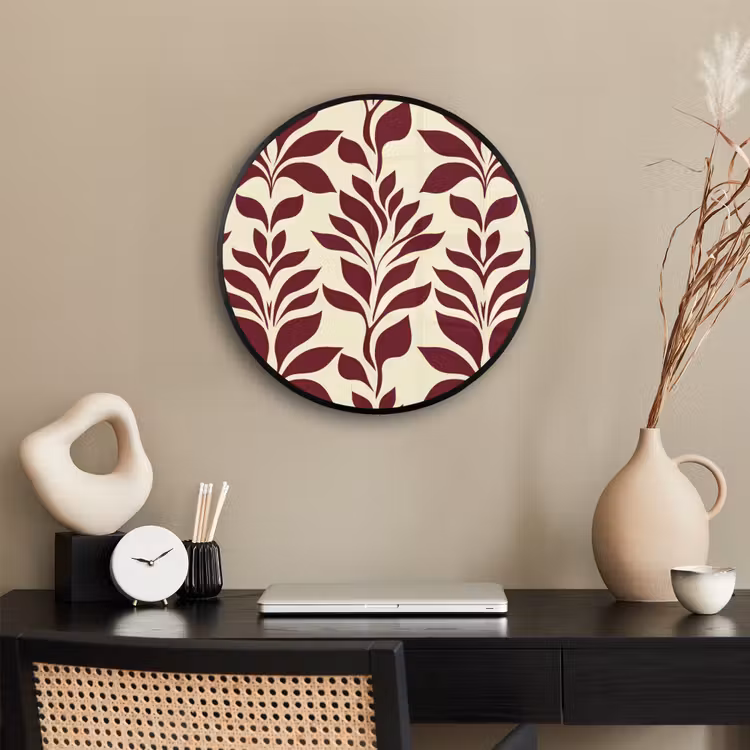 Abstract - Bladeren - Burgundy Fotolijst rond zonder passe partout klein 856 -sfeer1