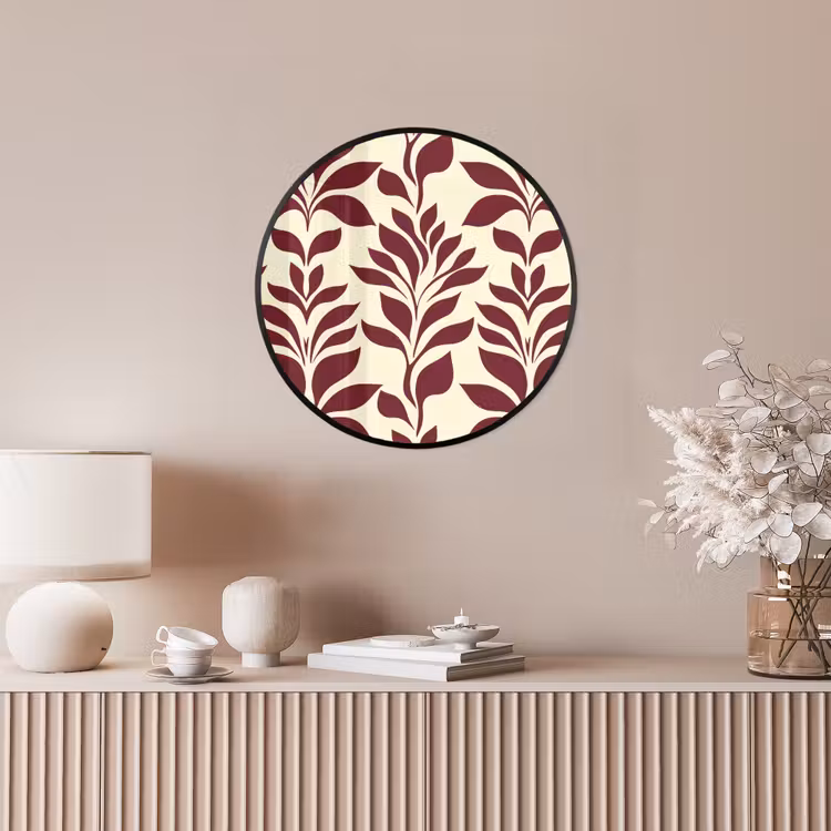Abstract - Bladeren - Burgundy Fotolijst rond zonder passe partout klein 856 -sfeer3