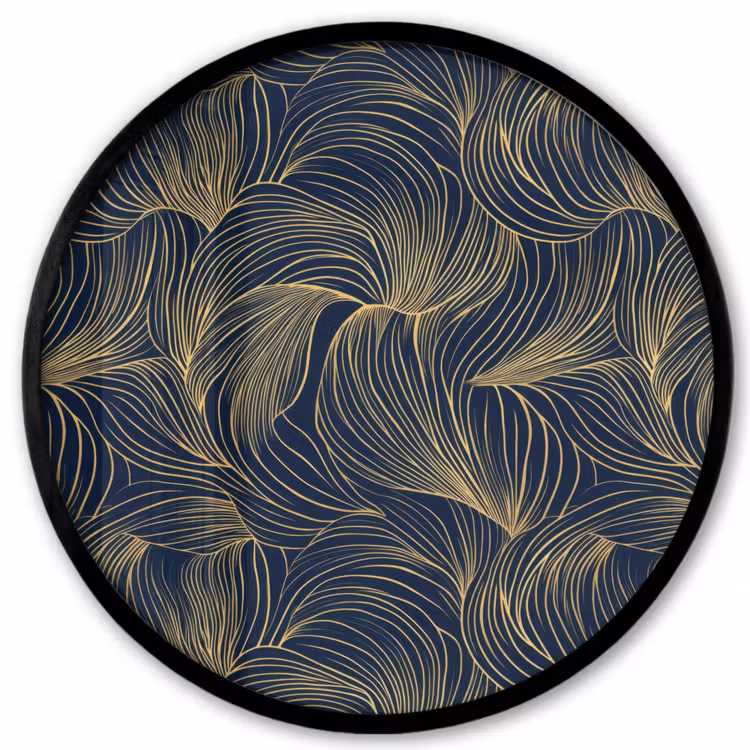 Abstract - Lijnen - Blauw - Goud Fotolijst rond zonder passe partout klein 856 -3d