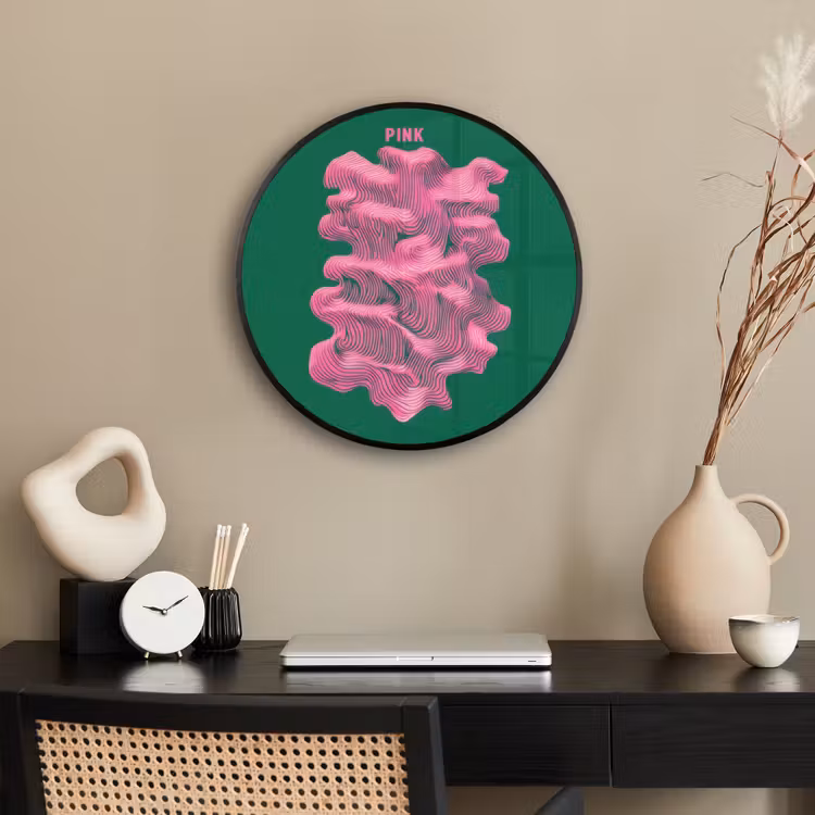 Abstract - Pink - Lijnen - Groen Fotolijst rond zonder passe partout klein -sfeer1