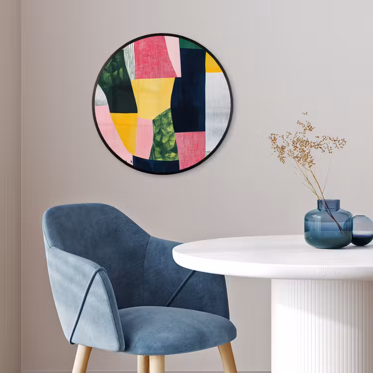 Abstract - Roze - Lappen - Vormen - Geel Fotolijst rond zonder passe partout klein -sfeer2