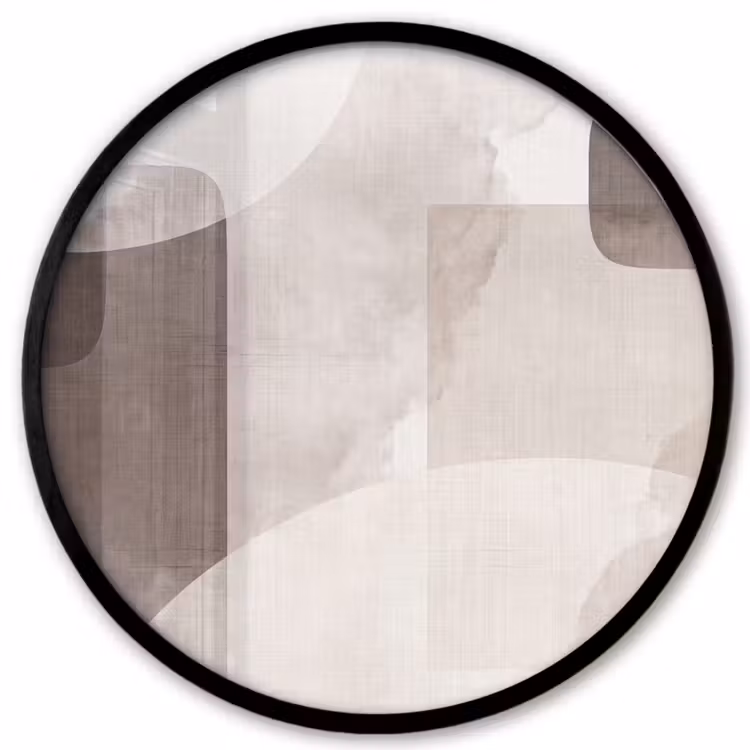 Photo Frame Round - Abstract Shapes - Beige - Abstracte vormen - Beige Fotolijst rond zonder passe partout klein