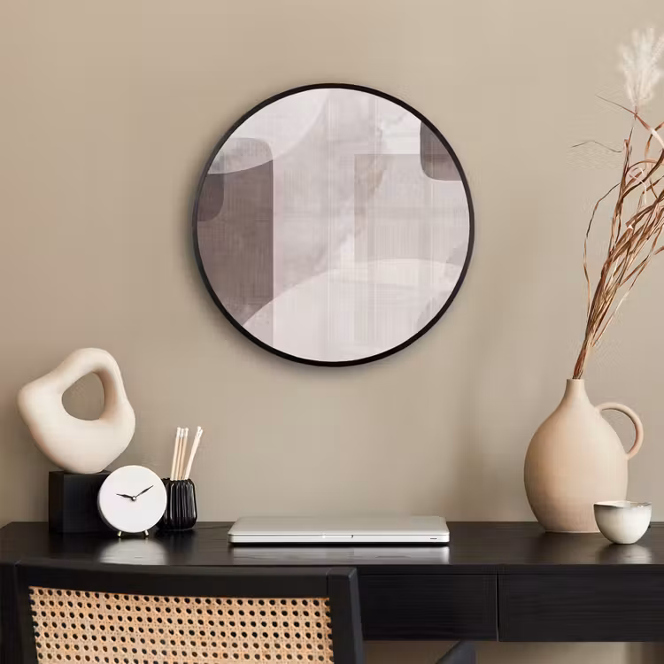 Photo Frame Round - Abstract Shapes - Beige - Abstracte vormen - Beige Fotolijst rond zonder passe partout klein