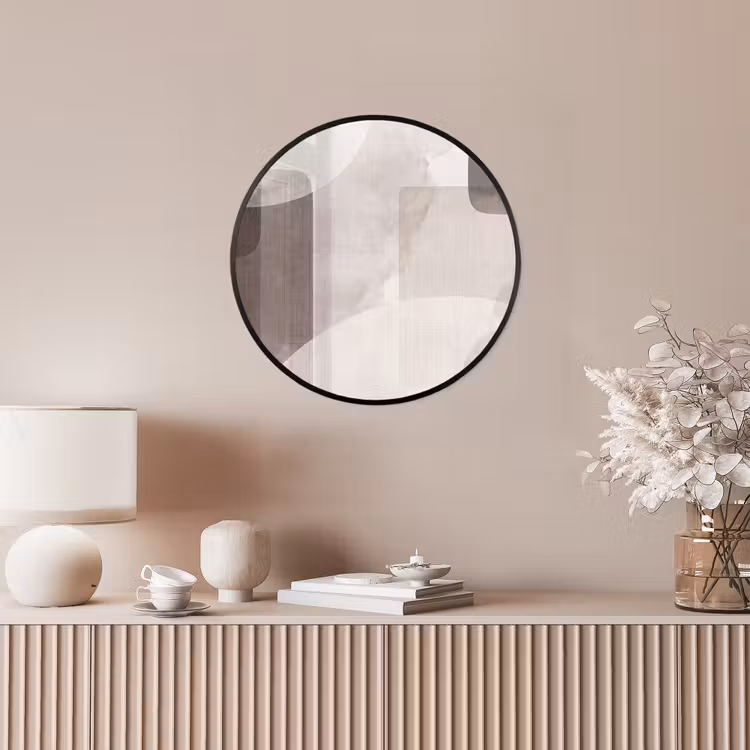 Photo Frame Round - Abstract Shapes - Beige - Abstracte vormen - Beige Fotolijst rond zonder passe partout klein