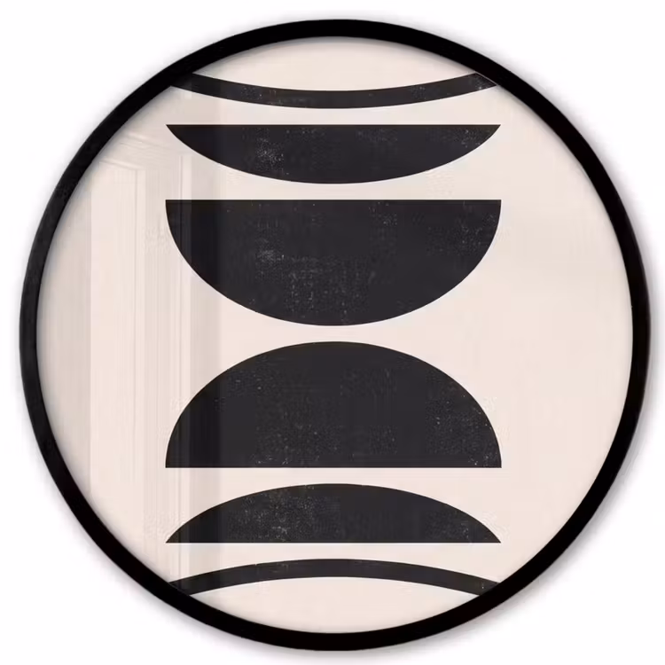 Photo Frame Round - Abstract - Shapes - Black - Abstract - Vormen - Zwart Fotolijst rond zonder passe partout klein
