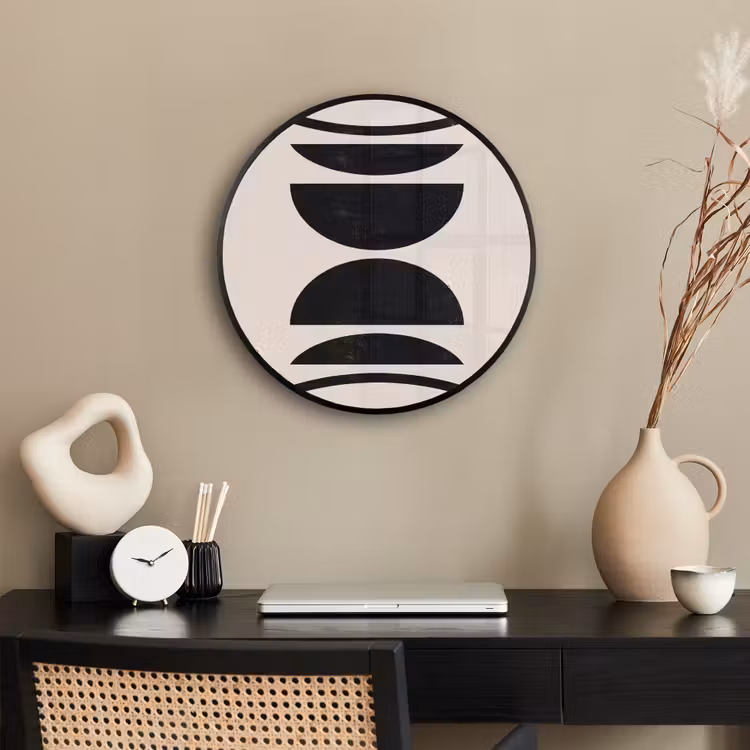 Photo Frame Round - Abstract - Shapes - Black - Abstract - Vormen - Zwart Fotolijst rond zonder passe partout klein