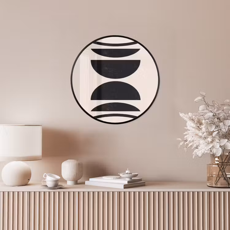 Photo Frame Round - Abstract - Shapes - Black - Abstract - Vormen - Zwart Fotolijst rond zonder passe partout klein