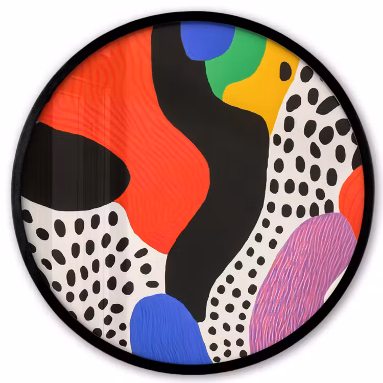 Abstract - Vormen - Kleuren - Stippen Fotolijst rond zonder passe partout klein -3d