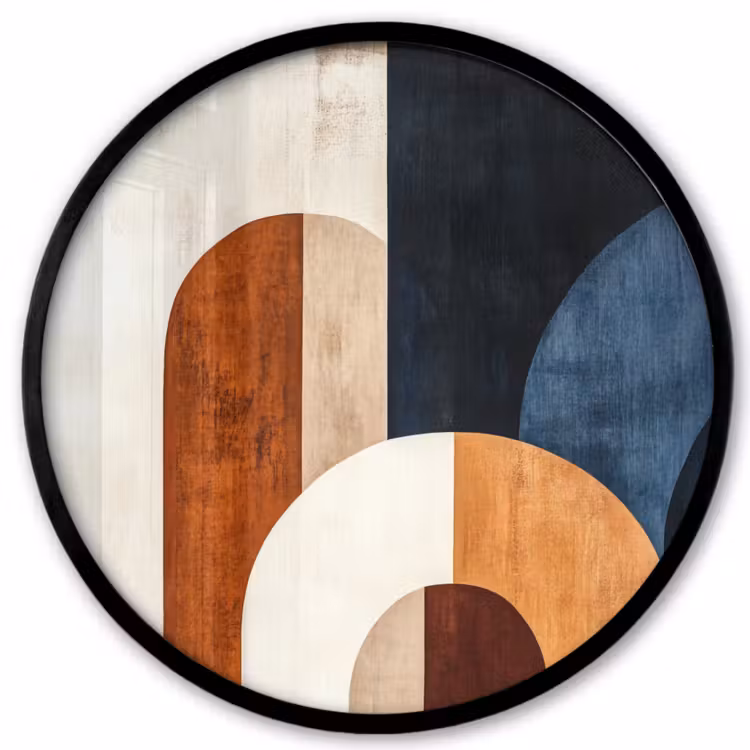 Abstract - Vormen - Donkerblauw Fotolijst rond zonder passe partout klein -3d