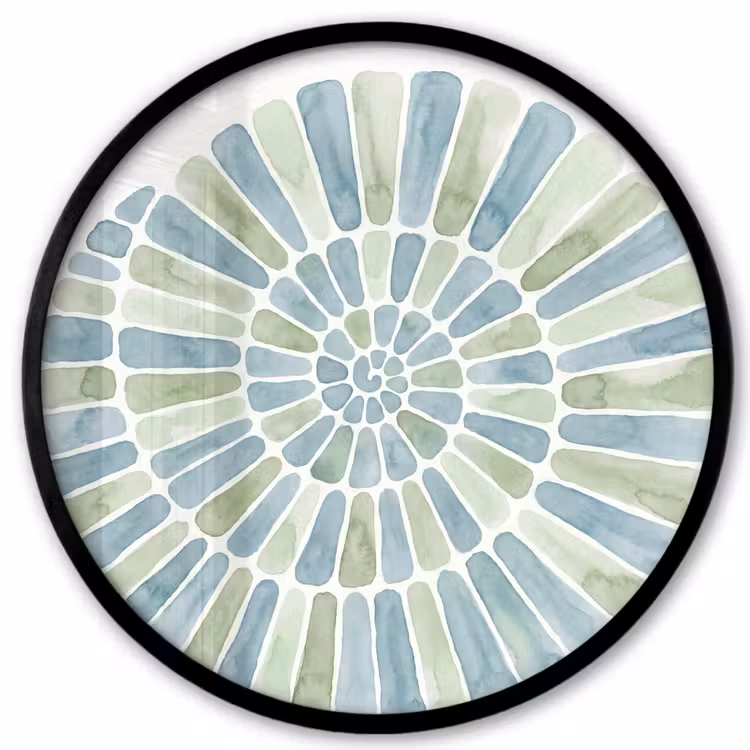 Abstract - Spiraal - Patroon - Modern - Blauw-Groen Fotolijst rond zonder passe partout klein -3d