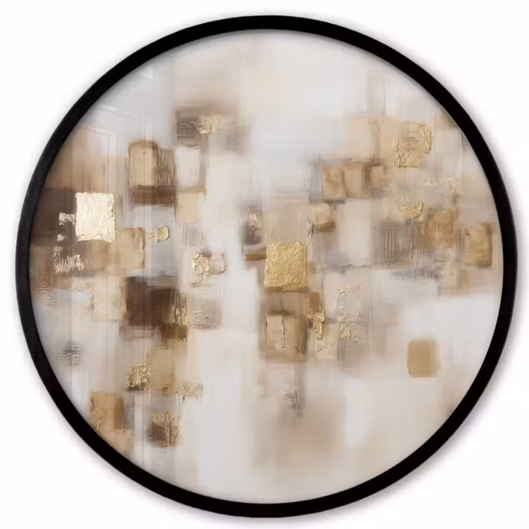 Abstracte vierkanten - Aardetonen - Mistig Fotolijst rond zonder passe partout klein -3d