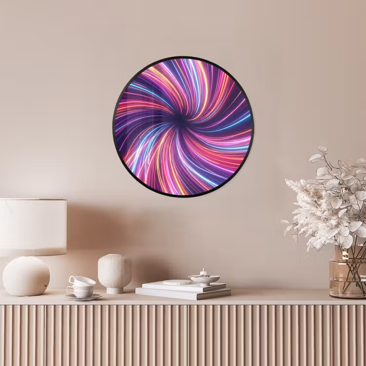 Abstract - Swirl - Futuristic - Neon Fotolijst rond zonder passe partout klein -sfeer3