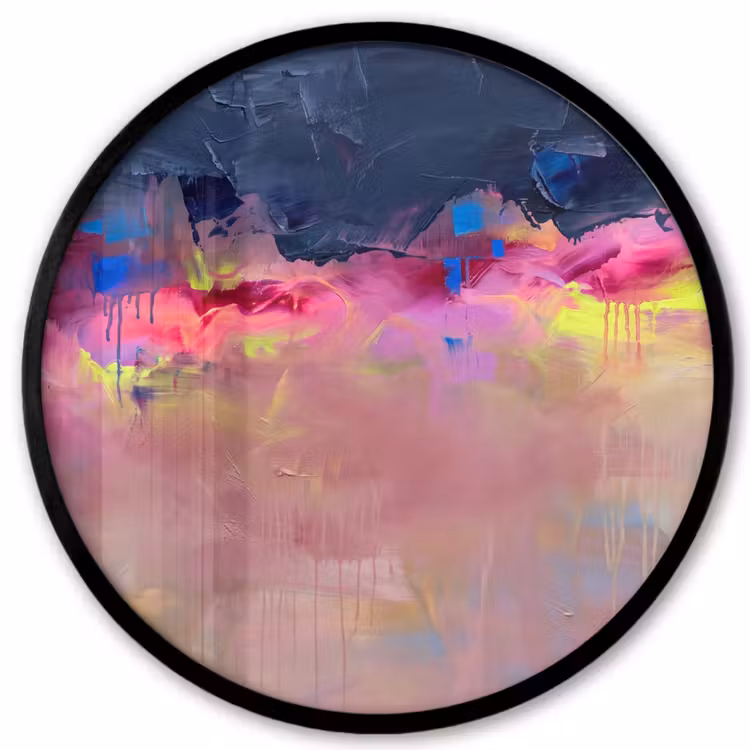 Abstract - Textuur - Kleuren - Modern - Roze Fotolijst rond zonder passe partout klein -3d