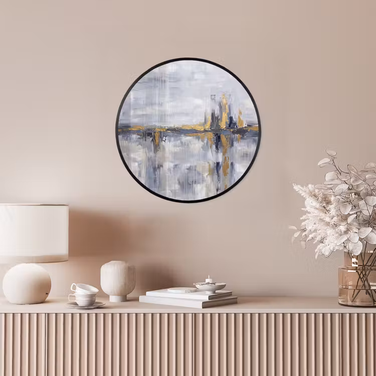 Abstract - Structuur - Goud - Grijs - Modern Fotolijst rond zonder passe partout klein -sfeer3