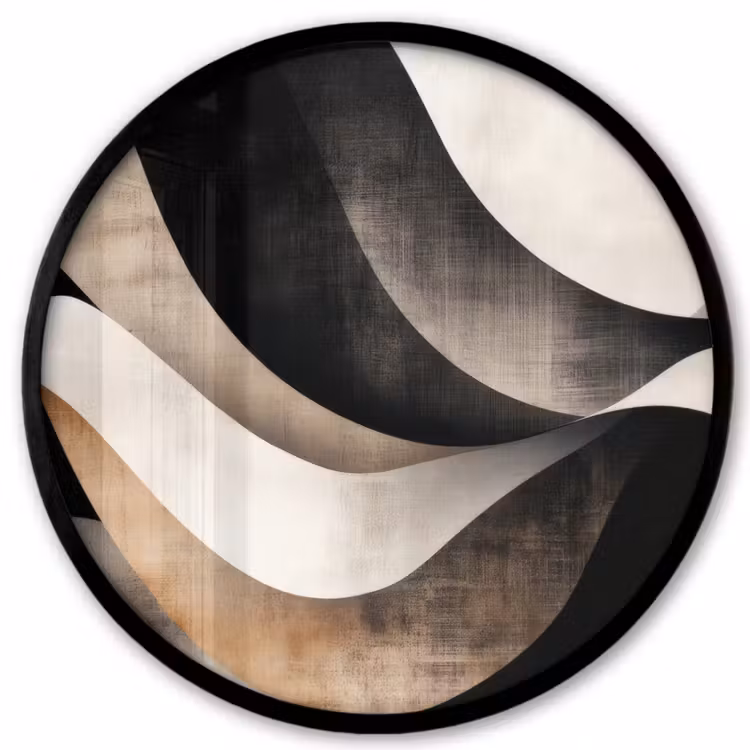 Abstract - Golven - Zwart - Verweerd Fotolijst rond zonder passe partout klein -3d