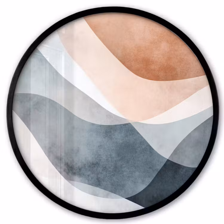 Abstract - Golven - Blauw Fotolijst rond zonder passe partout klein -3d