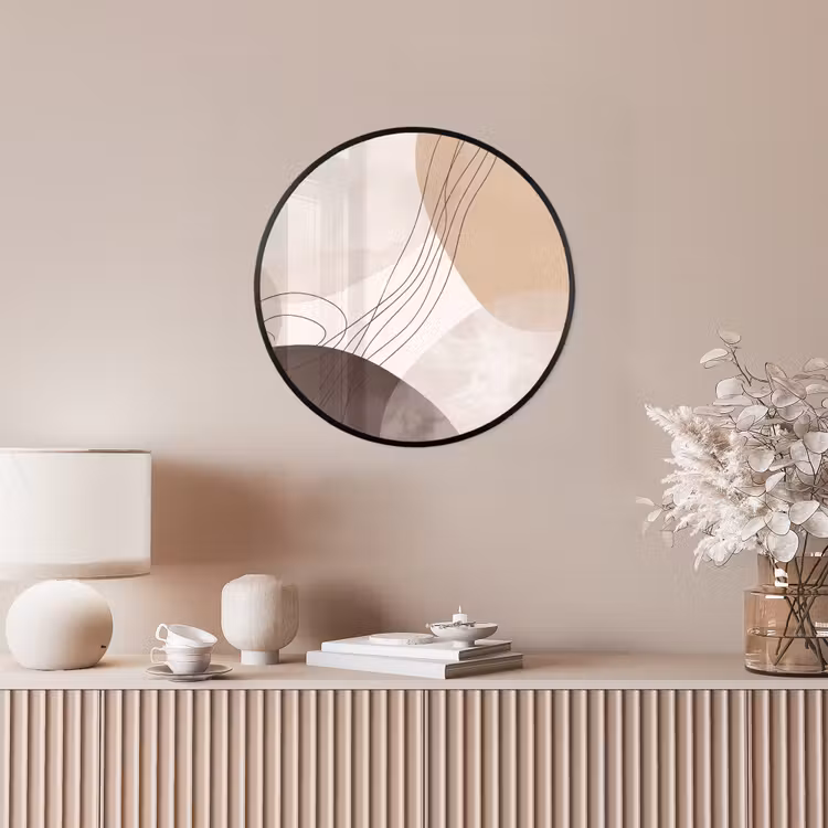 Photo Frame Round - Abstraction - Beige - Modern - Abstractie - Beige - Modern Fotolijst rond zonder passe partout klein