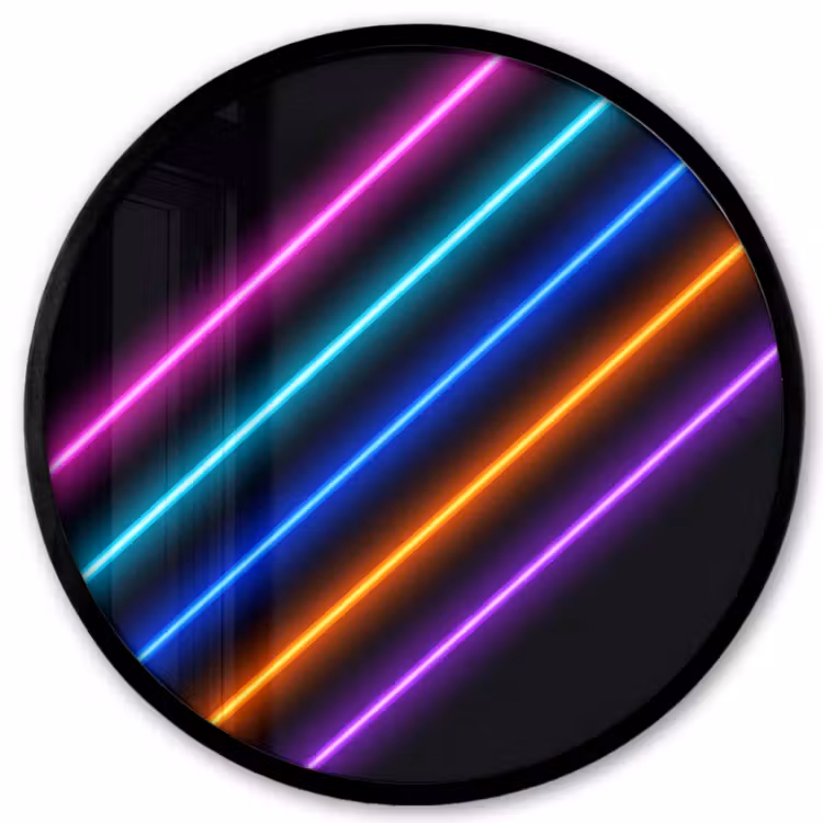 Esthetiek - Retro - Neon Fotolijst rond zonder passe partout klein -3d