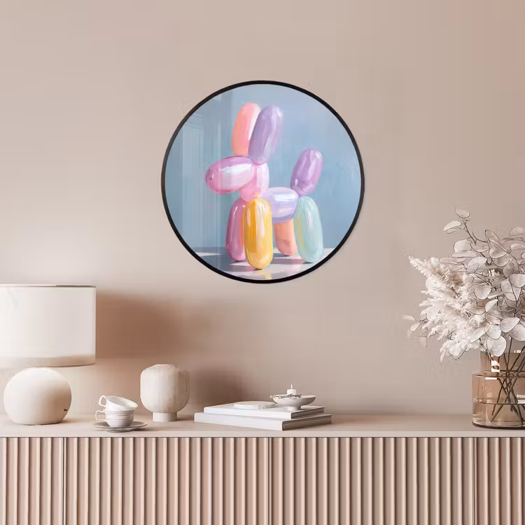 Dier - Ballon - Pasteltinten - Glanzend Fotolijst rond zonder passe partout klein -sfeer3