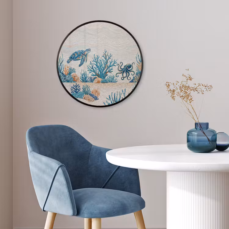 Dieren - Onderwater - Natuur - Mozaïek - Blauw Fotolijst rond zonder passe partout klein -sfeer2