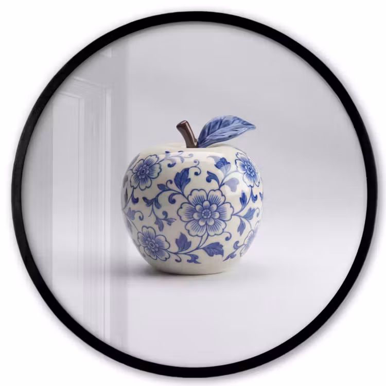 Appel - Blauw - Klassiek Fotolijst rond zonder passe partout klein -3d