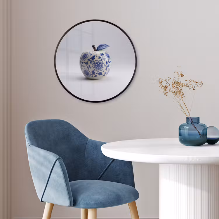 Appel - Blauw - Klassiek Fotolijst rond zonder passe partout klein -sfeer2