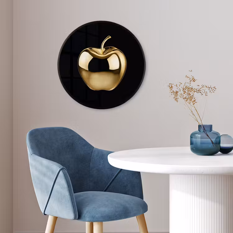 Appel - Goud - Chrome - Zwart Fotolijst rond zonder passe partout klein -sfeer2