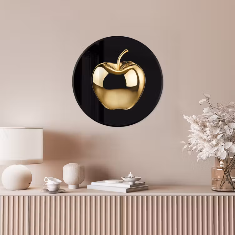 Appel - Goud - Chrome - Zwart Fotolijst rond zonder passe partout klein -sfeer3